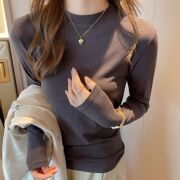 Carefully Selected Modal Autumn and Winter Bottoming Shirts for Women 2025 New Small Stand-Up Collar Right Shoulder T-Shirt Basi
