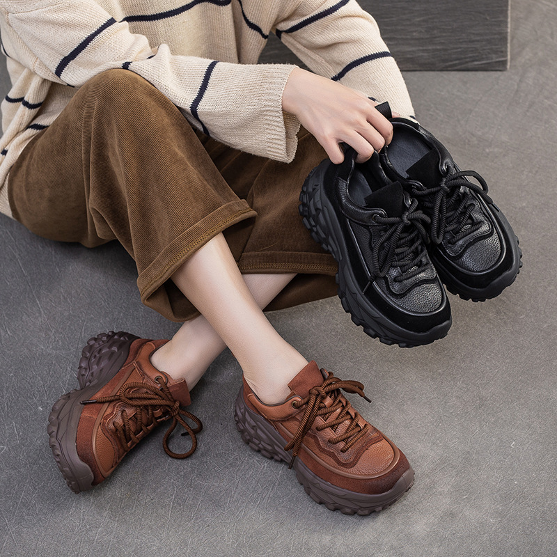 Giày Thể Thao Nữ Chất Liệu Da Bò Hàng Mùa Xuân Thu Đông Phục Cổ Cổ Điển