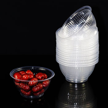 Disposable Plastic Bowl 360ml Medium Bowl Transparent Round Without Lid Striped Soup Bowl Thickened Ppp Material Tableware Pp