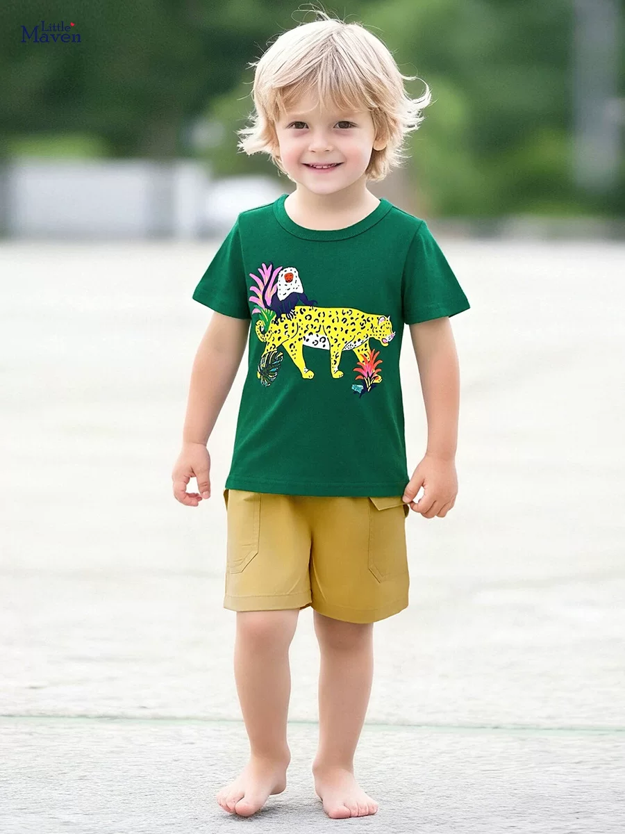 Factory Boys' Set Wholesale, Kids' Outfit, Summer Cartoon Animal Kids' Clothing
