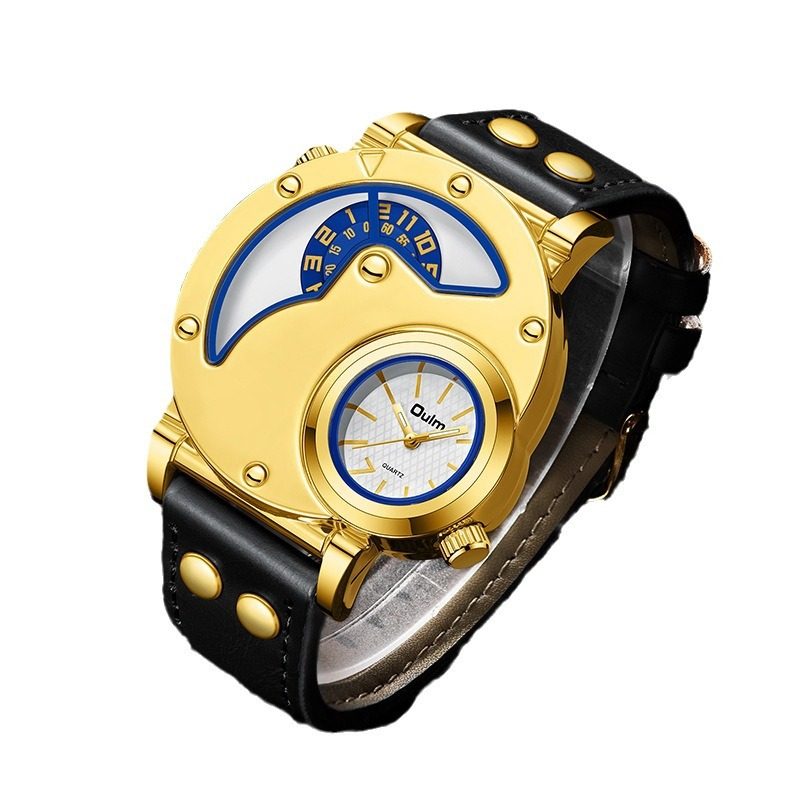 2024 New Arrival Belt Men's Watch Large Dial Quartz Watch Trendy Sports Watch Cross Border Gold Watch