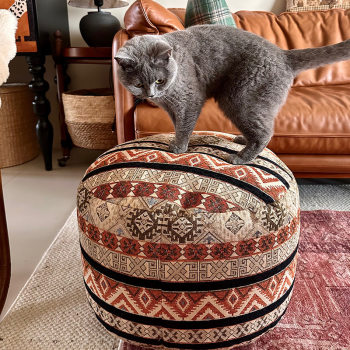 Bohemian Style Lazy Floor Cushion, Ethnic Jacquard Fabric Floor Cushion, Round Floor Cushion for Home Use