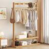 Clothes Rack, Floor-Standing Bedroom Coat Rack, Simple and Modern Movable Clothes Drying Rack, Guesthouse Coat Rack, Tea Room Rack