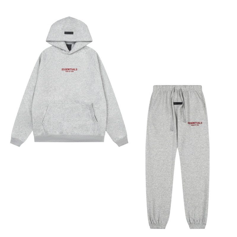 新款FEAR OF GOD ESSENTIALS植绒字母男女休闲宽松加绒连帽卫衣潮