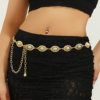 Cross-Border Waist Chain European and American Retro Turquoise Inlaid Belt Oval Carved Waist Decoration Skirt Accessories Girdle