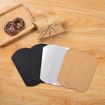 Cross-border hot selling Kraft paper pillow box Kraft paper black cardboard silver cardboard pillow shape packing box candy box