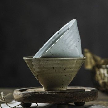 Wholesale Japanese-Style Household Conical Bowls, Rustic Ceramic Tableware, Handmade Rice Bowls, Personalized Ceramic Bowls, Dish Bowls, Single Noodle Bowls