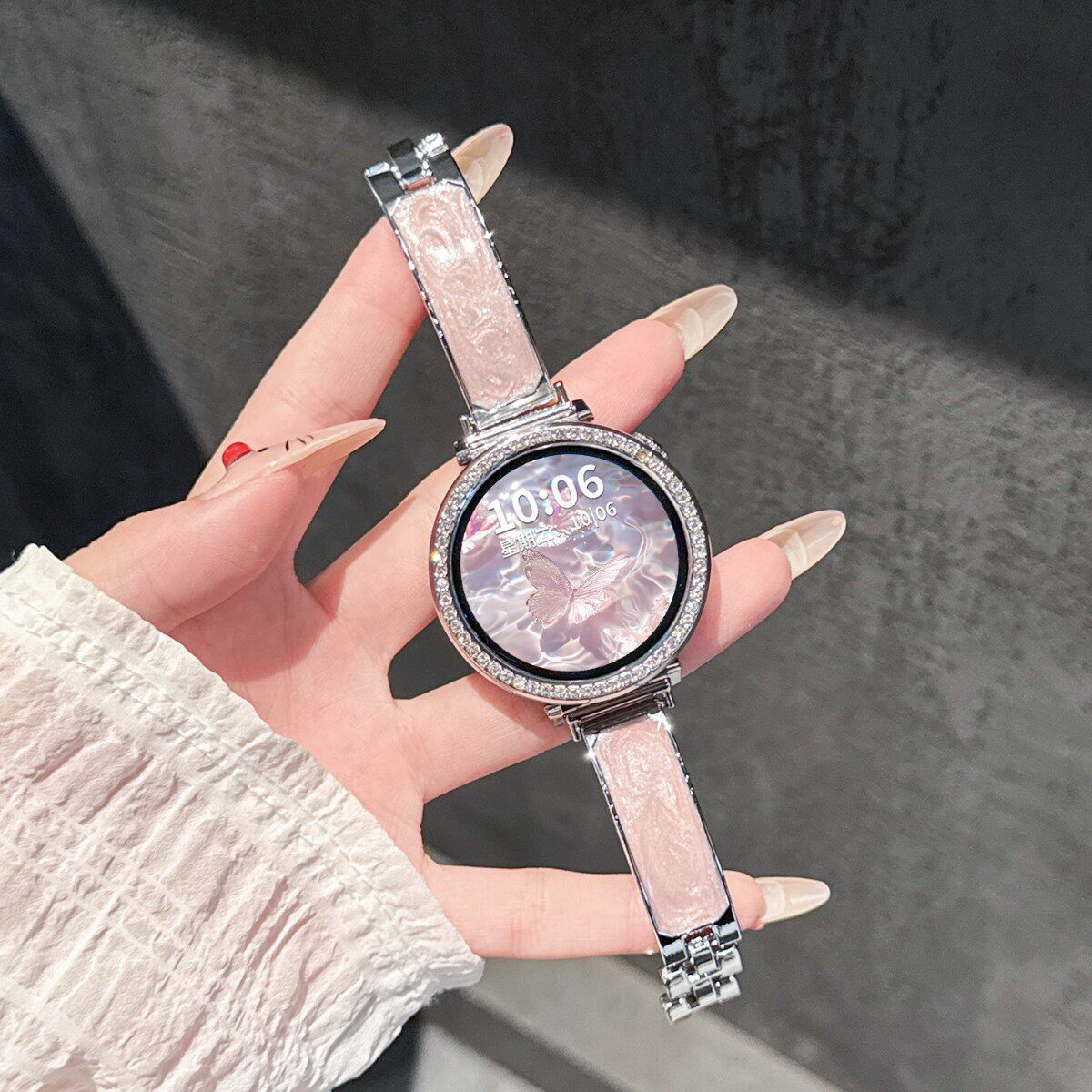 เหมาะสำหรับสายนาฬิกา Oppo Watch X2Mini สายโลหะ 4 Pro Galaxy สายรัดข้อมือสมาร์ทเฮลธ์แบบโค้งประดับทอง