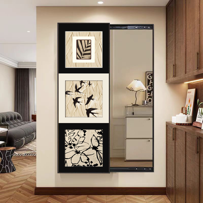 Atmospheric Classical Style Hidden Full-Length Mirror Push-Pull Fitting Mirror Entrance Mirror Decoration Painting Wall Hanging