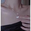 Flash Diamond Butterfly Double Layer Necklace for Women Ins Niche Design Easiest for Match Light Luxury Cold Style Clavicle Chain as a Gift for Best Friend