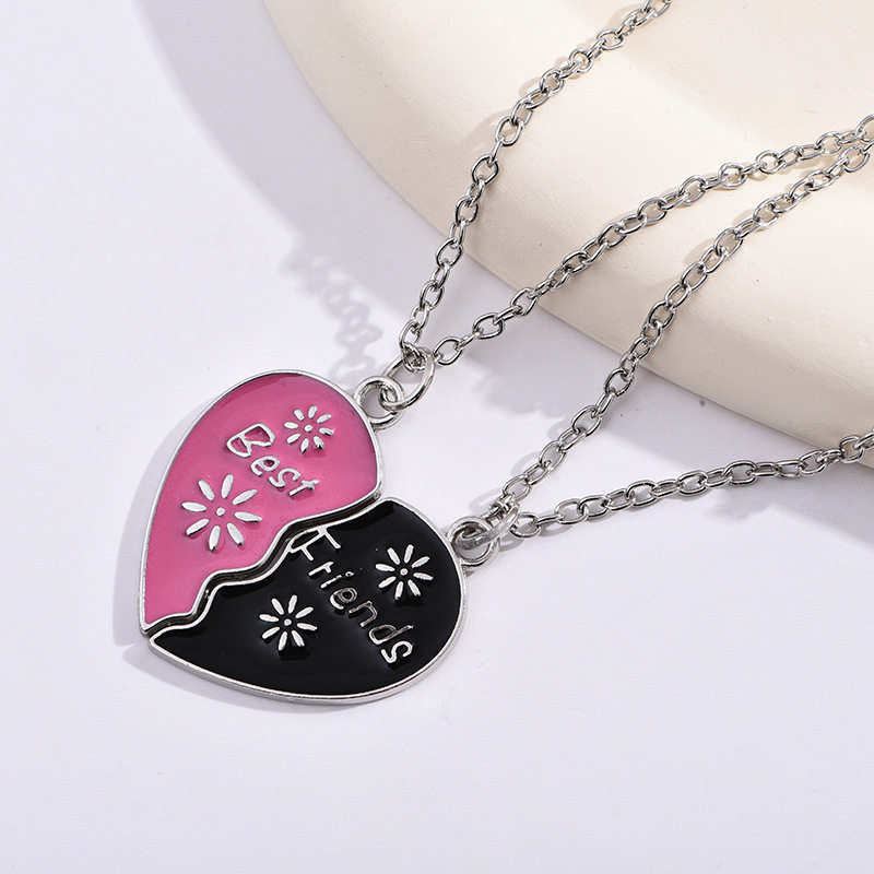 欧美饰品 BEST FRIENDS心型方块吊坠 闺蜜吊坠心形项链