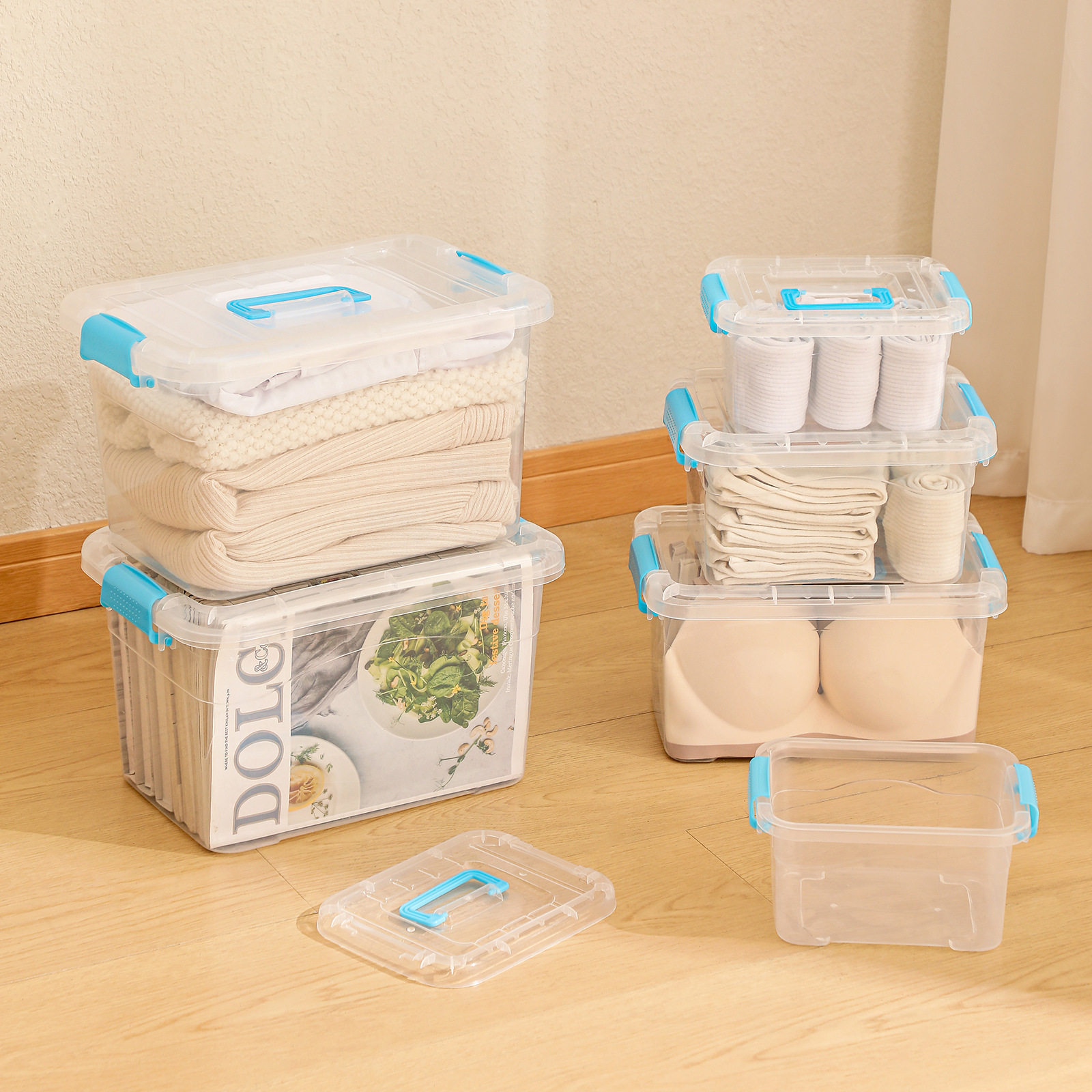 Transparent Large Desktop Storage Box with Lid Toy Storage Box Organizer Snack Storage Box Car Storage Box