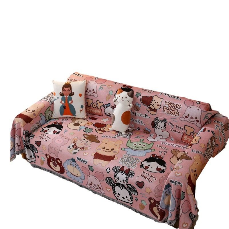 Cross-border Internet Famous Ins Style Double-sided Sofa Towel Multi-purpose Blanket Blanket Pink Pooh Sofa Cover Cushion
