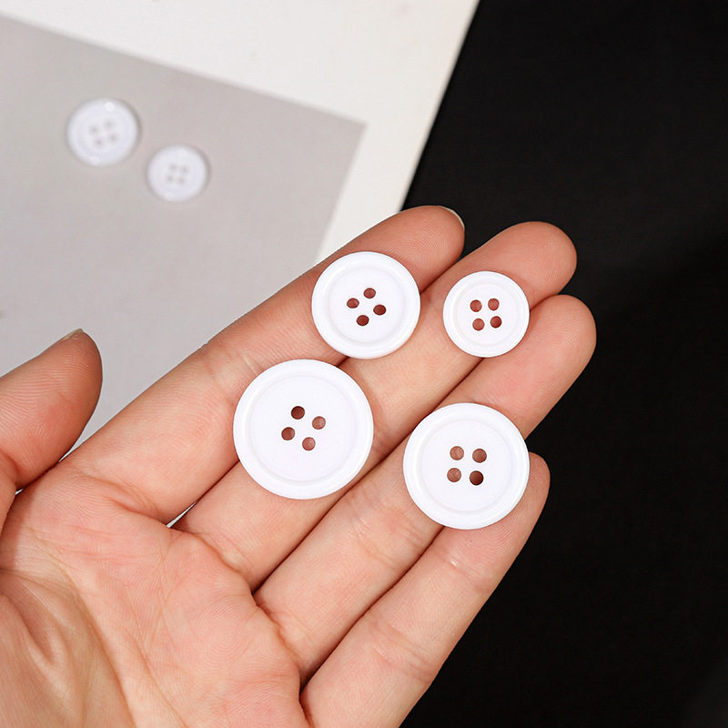 Wide Edge Resin Buttons, Thin Edge Buttons, Bread Buttons, Pure White Simple Buttons, Shirt Knitwear Sweater Buttons