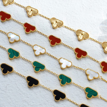 Four-Leaf Clover Cross-Border Internet Celebrity Hot-Selling 18K Gold-Plated Double-Sided Ol Mother-Of-Pearl Four-Leaf Clover Bracelet Wholesale Dropshipping in Stock
