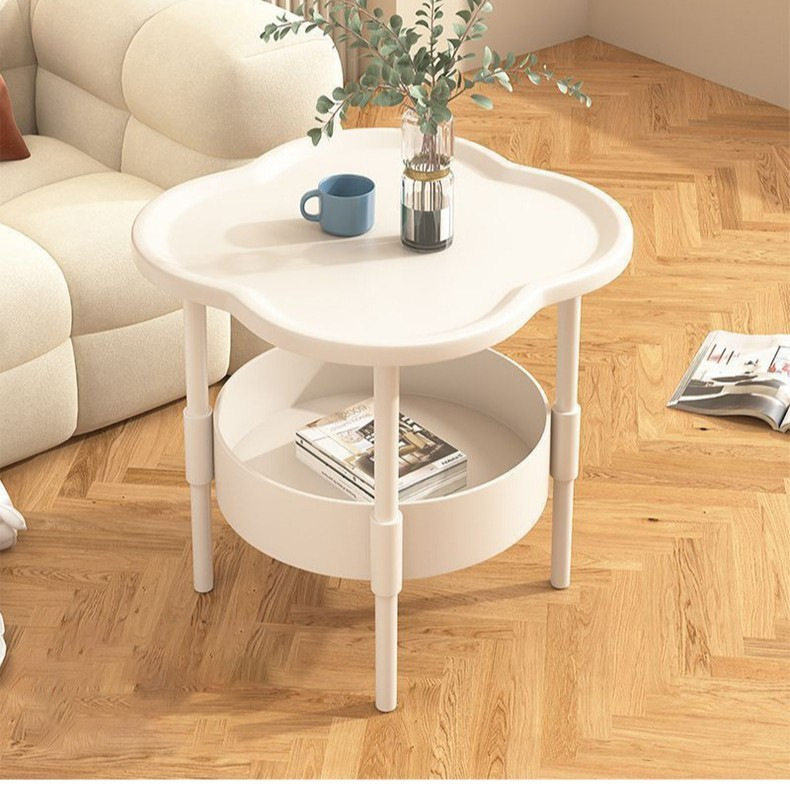 Thickened Four-Leaf Edge Bedroom Simple Movable Small Coffee Table Kitchen Storage Rack Multi-Functional Bedroom Bedside Table