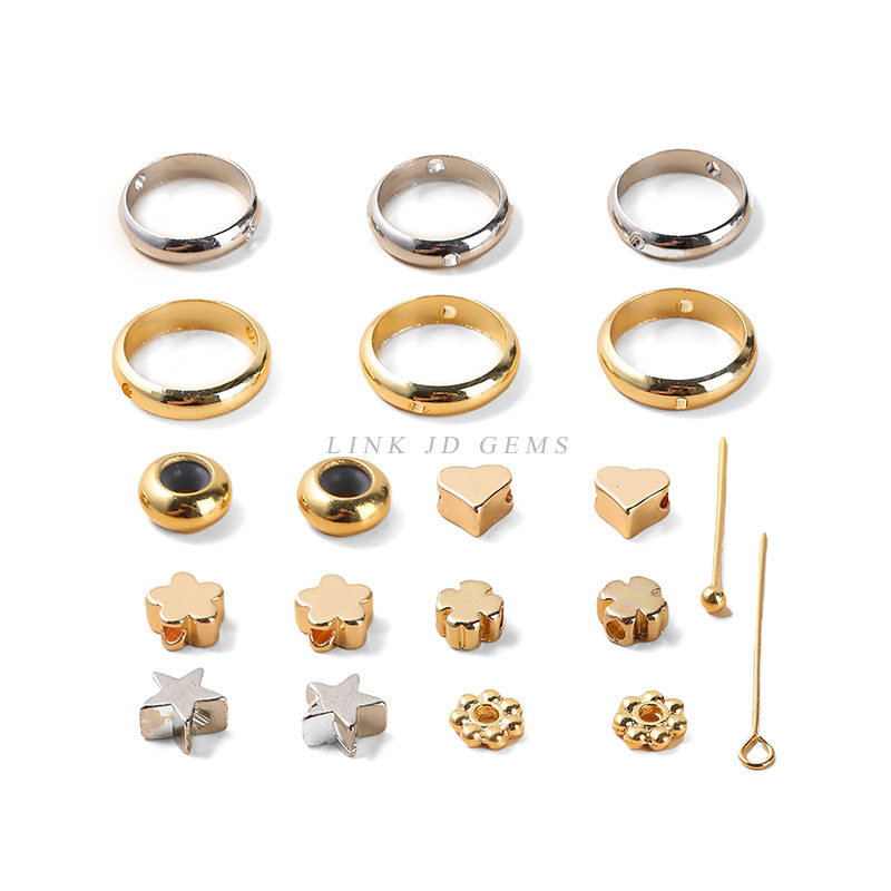 14/18K gold nine-character needle ball needle receptacle copper ring love-shaped diy jewelry spacer bead copper accessories wholesale
