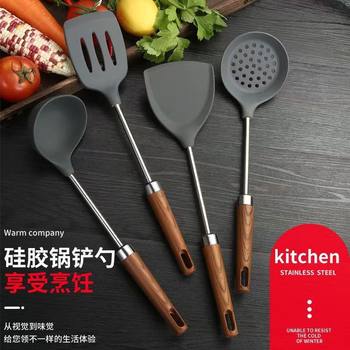 Silicone Spatula Silicone kitchenware non-stick pan special spatula ancient wood handle spatula cooking spatula high temperature resistant silicone spatula