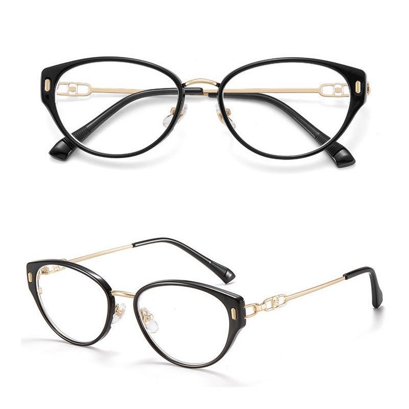 Korean-Style Cross-Border Tr90 Lightweight Cat-Eye Glasses for Women with Myopia, Available with Prescription, Anti-Blue Light, Plain, Natural Look Glasses Frame