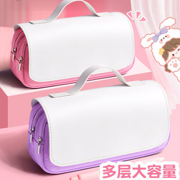 New Anime Pencil Case Stationery Box Large Capacity Three-Layer Primary School Student Cute Pencil Case Anti-Fall