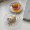 High-Quality Plate in Instagram Style, Dessert Plate for Cafes, Glass Plate with Vintage Relief, Round Cake Plate