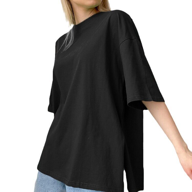 Womens Loose Fit Cotton Short Sleeve T Shirt Comfortable Round Neck Solid Color Summer Style Wholesale Available
