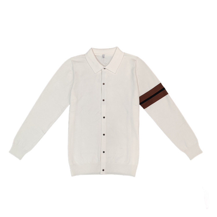 男士长袖针织衫假外套修身翻领毛织衬衫弹力休闲毛衣秋冬时尚上衣