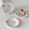 Creative Underglaze Color Household 6 Inch Plate Ins Style Advanced Sense Sweet Plate Cake Plate Cute Ceramic Bone Plate
