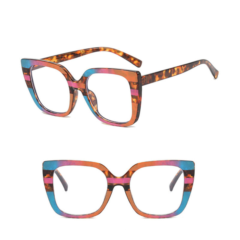 New Style Simple and Fashionable Leopard Print Frame Plain Plain Mirror Internet Celebrity Same Style Distinctive Instagram European and American Anti-Blue Light Glasses Frame