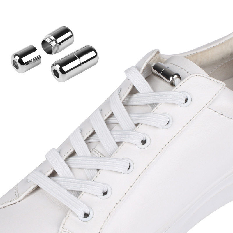 Metal Capsule Buckle Flat Shoelaces for Lazy People, No Need to Tie Shoelace Buckles, No Need to Tie Elastic Flat Elastic Sports Colorful Lazy Shoelaces