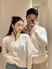 Rl Pony Logo Cross-Border 25Ss Autumn and Winter New Half Turtleneck Zipper Embroider Versatile Twist Sweater for Men and Women Couples