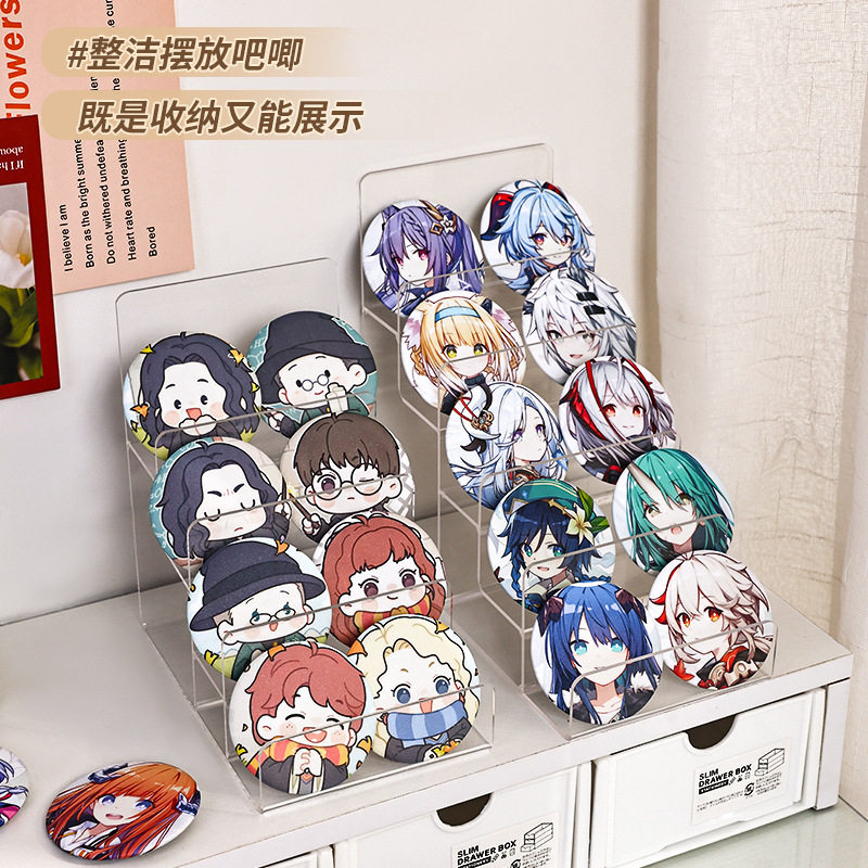 Acrylic Yum Display Rack Desktop Transparent Brand Millet Storage Rack Ladder Shelf Peripheral Badge Storage Rack