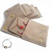 New Velvet Super Quality Double Snap Plus Inner Card Board Jewelry Cloth Bag Earrings Necklace Pendant Khaki