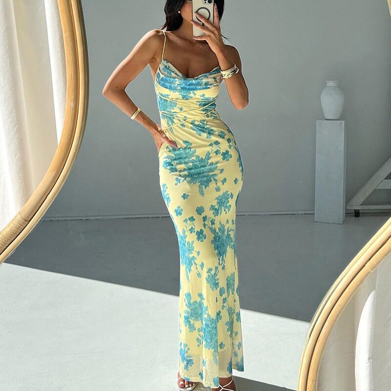 Floral Print Bodycon Dress Elegant Sleeveless Spring Fashion Perfect for Parties and Special Occasions Wholesale