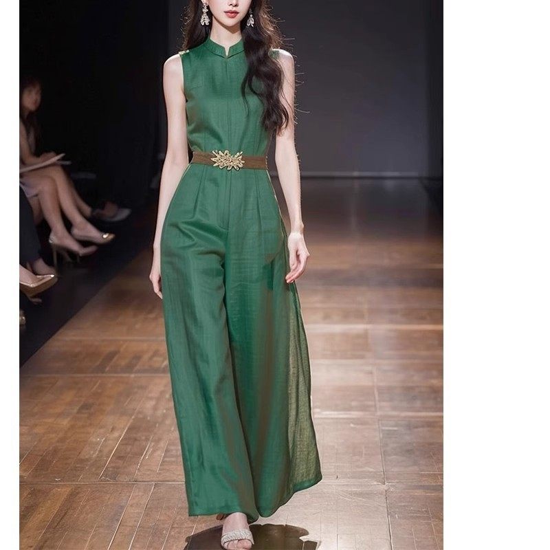 Jumpsuit Nữ Không Tay Phong Cách Quốc Dân Màu Xanh Lá