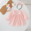 Autumn Baby Clothes for Girls, Pink Romper Jumpsuit, Peach Pink Dress for Girls