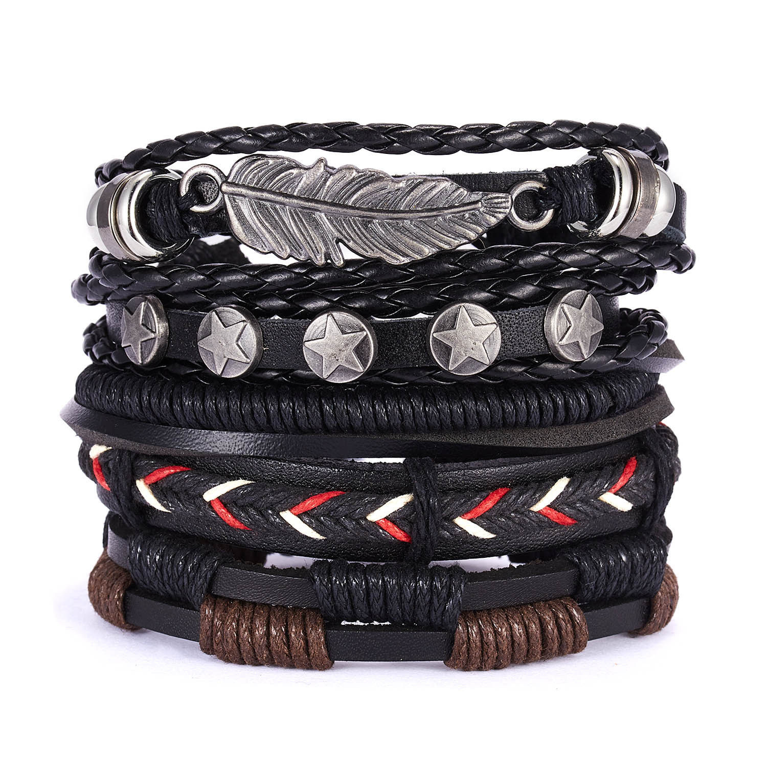 European and American cross-border leather hand-woven men's bracelet hip-hop punk diy set series first jewelry wholesale