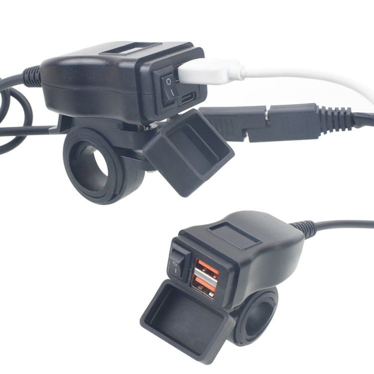 Cross-Border Motorcycle Installation Car Mobile Phone Charger with Voltmeter Qc3.0Tpc Charging Fast Charging Modified Waterproof
