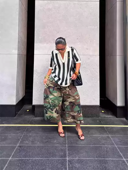 M80827 Cross-Border European and American Style New Women's Fashion Streetwear Trendy Casual Camouflage Workwear Style Loose Wide-Leg Pants