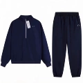 Navy blue half-zip jogger pants-suit (silver label)
