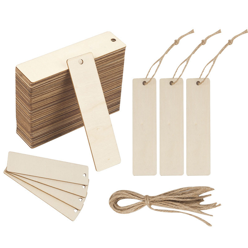 Wooden blank bookmark graffiti creative diy wooden crafts rectangular thin hanging label farewell blessing bookmark