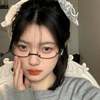 Online celebrity lower half-frame glasses women's decorative glasses frame lens-free eyes royal sister pure desire live broadcast anchor secretary glasses frame