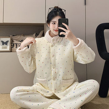 Maternity Pajamas for Autumn and Winter 2025, Postpartum Maternity Sleepwear, Home Wear, Air Cotton Nursing Set, Outerwear 5017 #