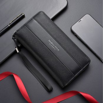 Cross-border Men's Long Wallet Zipper Clutch Bag Multi-card Casual Large Capacity Mobile Phone Bag Litchi Coin Purse