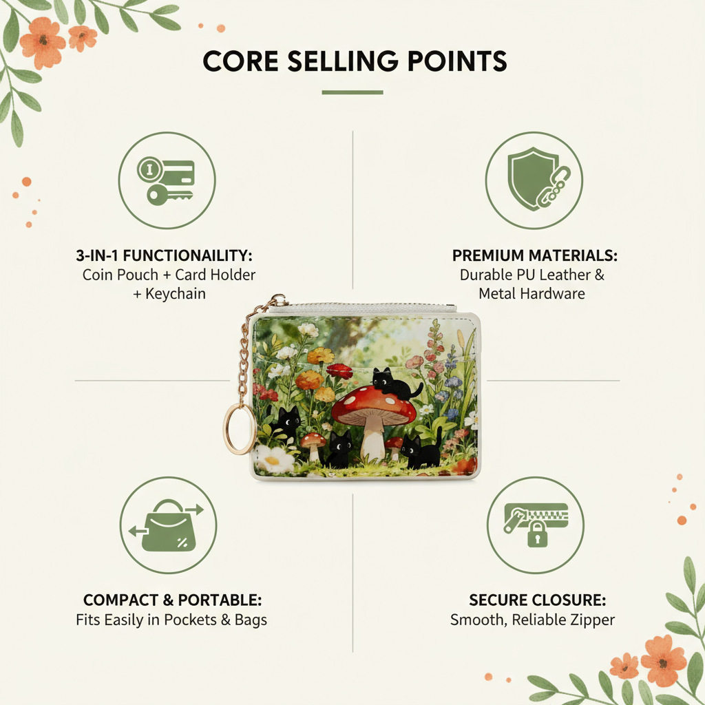 Original Design Cute Cat Id Card Holder Women's Compact and Lightweight Multi-Card Slot Coin Purse Student Card Holder Card Holder