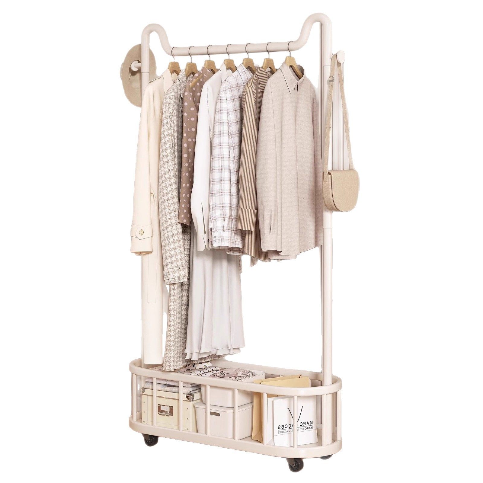 Clothes Rack, Bedroom Floor-Standing Coat Rack, Removable and Space-Saving, Entry-Level Storage Rack, Integrated Wall-Mounted Clothes Drying Artifact