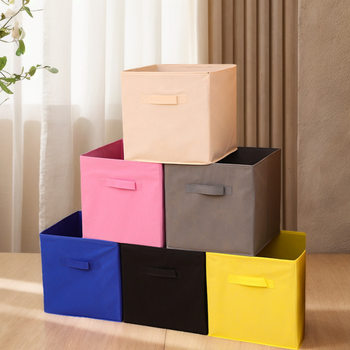 Cross-Border Fabric Storage Box, Foldable Dust-Proof Storage Box, Bedroom Wardrobe, Clothing, Toys, Desktop Portable Storage Box