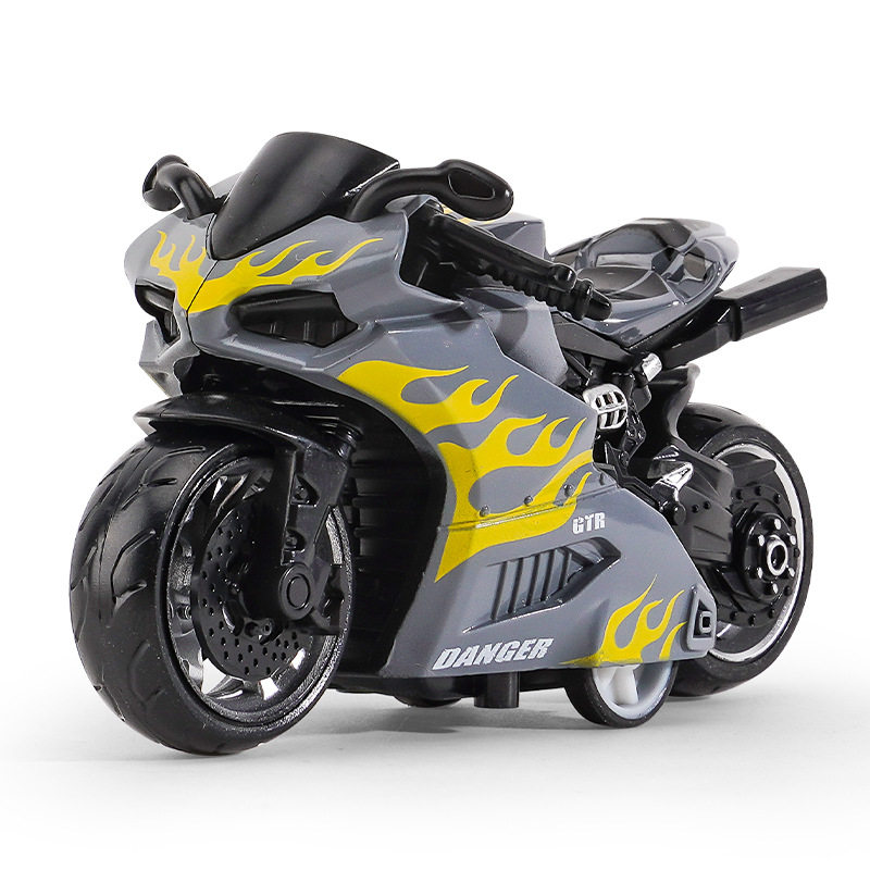 跨境代发儿童玩具男孩宝宝仿真合金摩托车摆件钥匙扣模型玩具车子