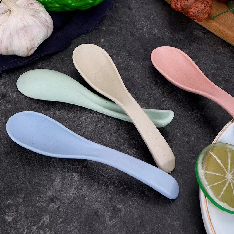 Wheat straw soup spoon household long handle high temperature resistant soup porridge spoon Kitchen kitchenware porridge spoon plastic spoon wholesale