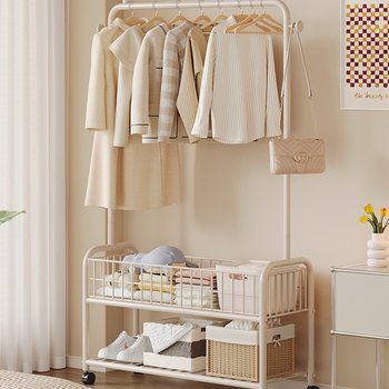 Clothes Rack Floor-Standing Bedroom Dormitory Coat Rack Small Simple Household Clothes Storage Storage Clothes Drying Rack Mobile